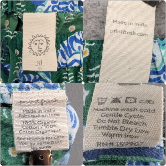 Printfresh Tiger Queen Cropped PJ Pants Womens Blue Jade Organic Cotton Size XL - Picture 6 of 12